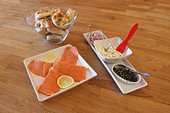 Smoked Salmon with capers and bagles